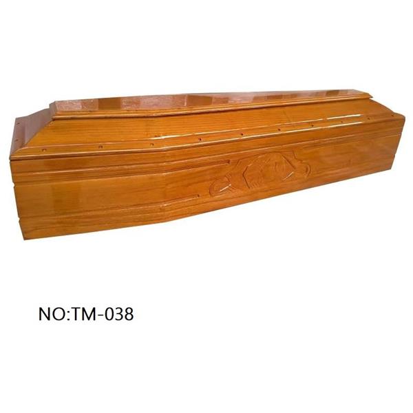 poplar Solid Wood Coffin with Satin Interior & Cross